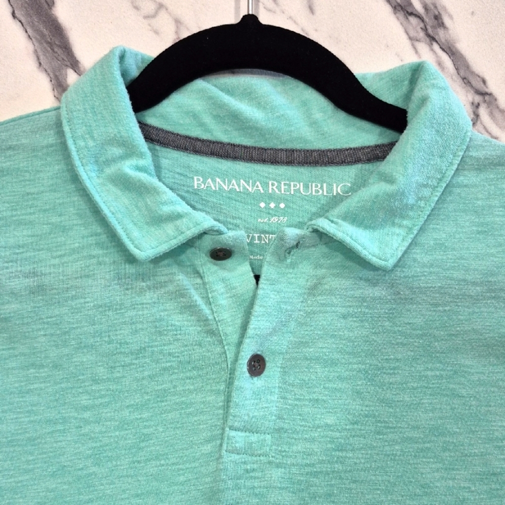 Banana Republic Vintage Polo Shirt, Mens Large, Mint Green